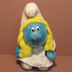 1981 The Smurfs Smurfette Plush Doll 9” Stuffed Peyo Wallace Korea